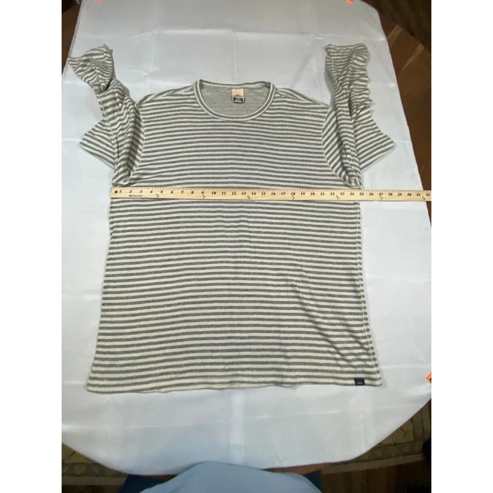 FAHERTY Reversible‎ Striped Long Sleeve Shirt XXL Gray White Cotton Modal